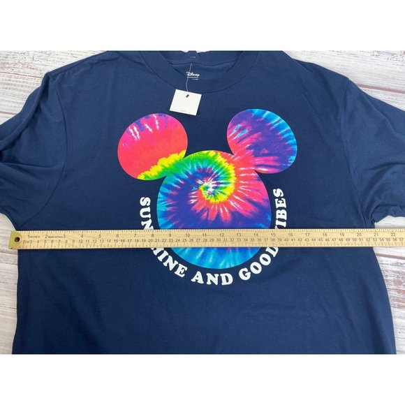 New DIsney Mickey Mouse Tie Dye Ears Navy Sunshine & Vibes T-Shirt sz Large Tall - Picture 6 of 6